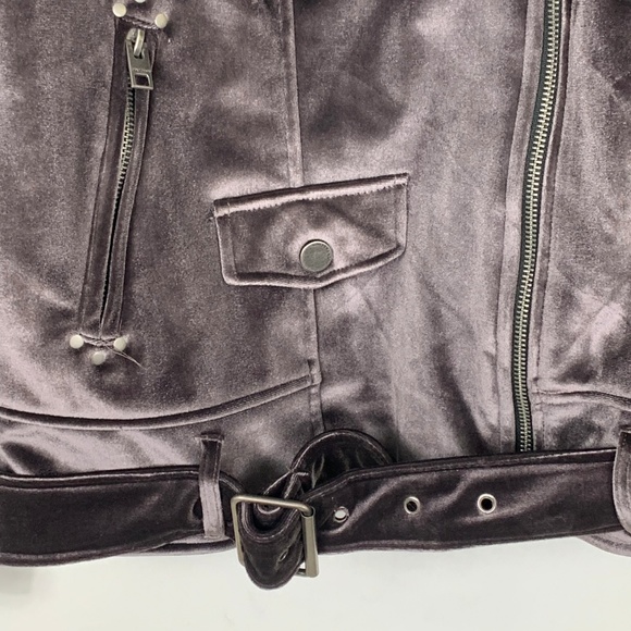 NEW Lucky brand Purple Velvet Zipper Moto Jacket L - Picture 8 of 8